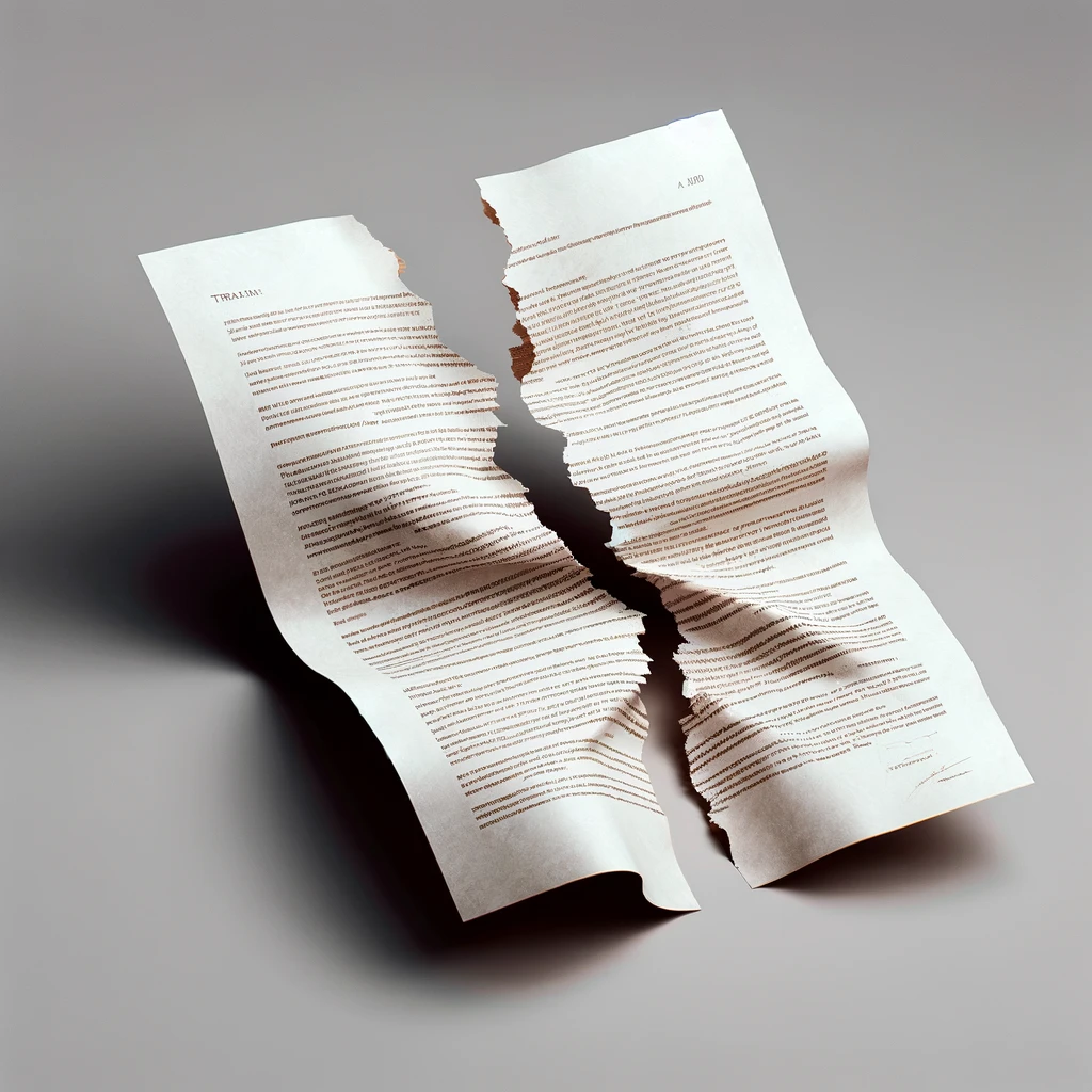 Treaty document torn in two